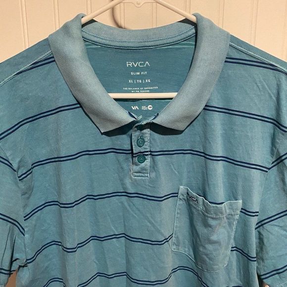 Mens RVCA slim fit striped Polo shirt - Picture 3 of 4